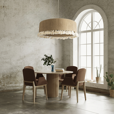 GLOBOSTAR® PUERTORICO 02095 Boho Κρεμαστό Φωτιστικό Οροφής με Ντουί 3 x E27 AC 220-240V IP20 - Μπεζ - Μ80 x Π80 x Υ27cm