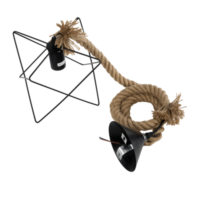 GLOBOSTAR® KAZEMI 02018 Μοντέρνο Κρεμαστό Φωτιστικό Οροφής με Ντουί 1 x E27 AC 220-240V IP20 - Μαύρο & Μπεζ - Μ18 x Π18 x Υ17cm