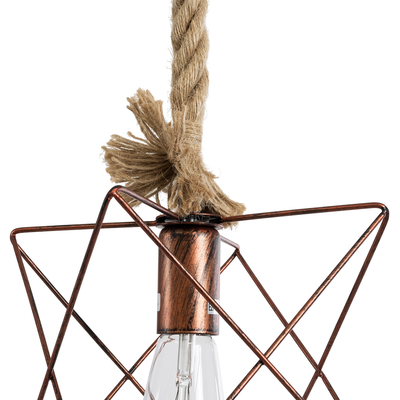 GLOBOSTAR® KAZEMI 02019 Μοντέρνο Κρεμαστό Φωτιστικό Οροφής με Ντουί 1 x E27 AC 220-240V IP20 - Χάλκινο & Μπεζ - Μ18 x Π18 x Υ17cm