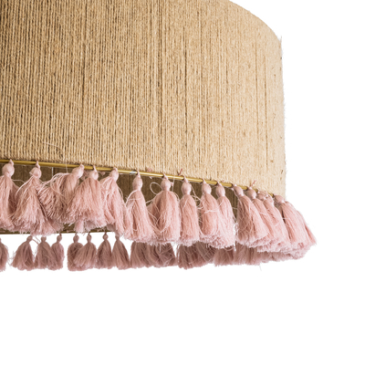 GLOBOSTAR® PUERTORICO 02097 Boho Κρεμαστό Φωτιστικό Οροφής με Ντουί 3 x E27 AC 220-240V IP20 - Μπεζ & Ροζ - Μ80 x Π80 x Υ27cm