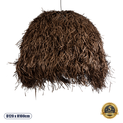 GLOBOSTAR® GUADELOUPE 02295 Boho Κρεμαστό Φωτιστικό Οροφής με Ντουί 1 x E27 AC 220-240V IP20 - Καφέ - Μ120 x Π120 x Υ100cm