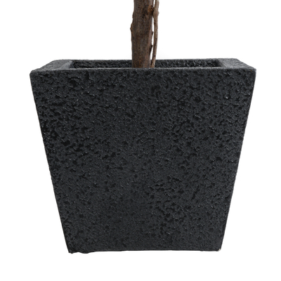 GloboStar® Artificial Garden KARRASPIO 20770 Επιδαπέδιο Πολυεστερικό Τσιμεντένιο Κασπώ Γλάστρα - Flower Pot Μαύρο Μ34 x Π34 x Υ30cm