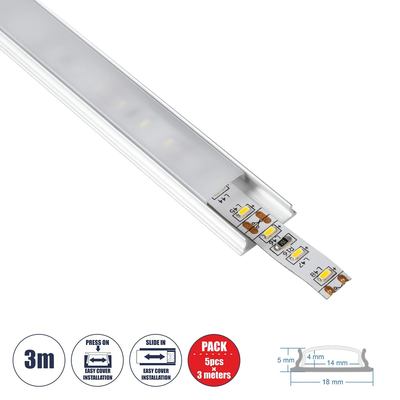 GloboStar® CURVED-PROFILE 70802-3M Προφίλ Αλουμινίου - Βάση & Ψύκτρα Ταινίας LED με Λευκό Γαλακτερό Κάλυμμα - Επιφανειακή Χρήση - Εύκαμπτο με Δυνατότητα Κυρτής Τοποθέτησης - Πατητό Κάλυμμα - Ασημί - 3 Μέτρα - Πακέτο 5 Τεμαχίων - Μ300 x Π1.8 x Υ0.5cm