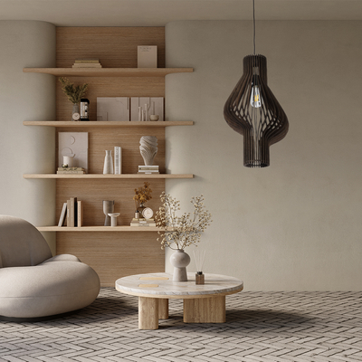 GLOBOSTAR® MIHIRO 02173 Boho Κρεμαστό Φωτιστικό Οροφής με Ντουί 1 x E27 AC 220-240V IP20 - Καφέ - Μ32 x Π32 x Υ56cm