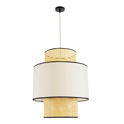 GLOBOSTAR® SAIGE 01917 Boho Κρεμαστό Φωτιστικό Οροφής με Ντουί 1 x E27 AC 220-240V IP20 - Μπεζ & Μαύρο - Μ50 x Π50 x Υ60cm