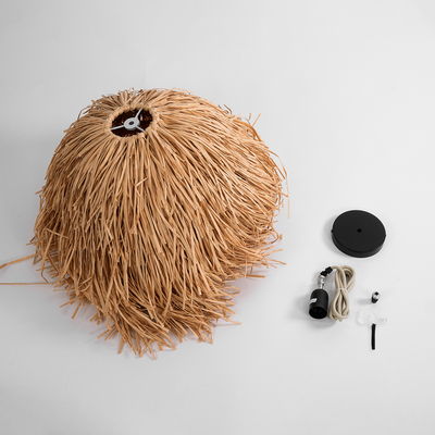 GLOBOSTAR® GUADELOUPE 02154 Boho Κρεμαστό Φωτιστικό Οροφής με Ντουί 1 x E27 AC 220-240V IP20 - Μπεζ - Μ50 x Π50 x Υ40cm