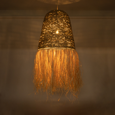 GLOBOSTAR® PORTOFERRAIO 02190 Boho Κρεμαστό Φωτιστικό Οροφής με Ντουί 1 x E27 AC 220-240V IP20 - Μπεζ - Μ60 x Π60 x Υ120cm