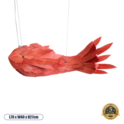 GLOBOSTAR® GOURAMI 02360 Μοντέρνο Κρεμαστό Φωτιστικό Οροφής με Ντουί 1 x E27 AC 220-240V IP20 - Κόκκινο - Μ70 x Π40 x Υ27cm