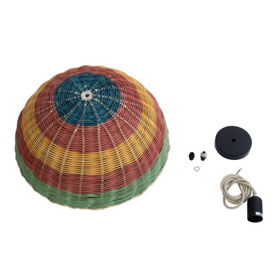 GLOBOSTAR® CABALLEROS 02060 Boho Κρεμαστό Φωτιστικό Οροφής με Ντουί 1 x E27 AC 220-240V IP20 - Πολύχρωμο - Μ40 x Π40 x Υ20cm