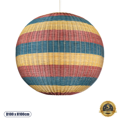 GLOBOSTAR® CABALLEROS 02064 Boho Κρεμαστό Φωτιστικό Οροφής με Ντουί 1 x E27 AC 220-240V IP20 - Πολύχρωμο - Μ100 x Π100 x Υ100cm
