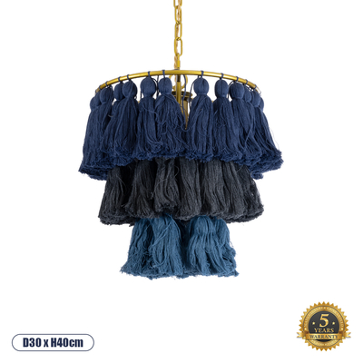 GLOBOSTAR® MISSOULA 02085 Boho Κρεμαστό Φωτιστικό Οροφής με Ντουί 1 x E27 AC 220-240V IP20 - Πολύχρωμο - Μ30 x Π30 x Υ40cm