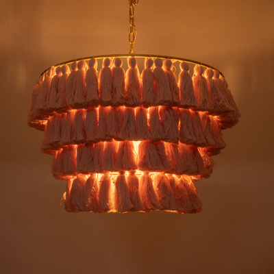 GLOBOSTAR® MISSOULA 02090 Boho Κρεμαστό Φωτιστικό Οροφής με Ντουί 1 x E27 AC 220-240V IP20 - Ροζ & Χρυσό - Μ60 x Π60 x Υ40cm