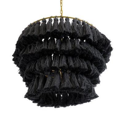 GLOBOSTAR® MISSOULA 02091 Boho Κρεμαστό Φωτιστικό Οροφής με Ντουί 1 x E27 AC 220-240V IP20 - Μαύρο & Χρυσό - Μ60 x Π60 x Υ40cm