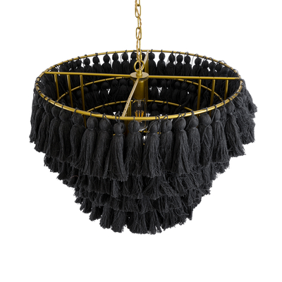 GLOBOSTAR® MISSOULA 02091 Boho Κρεμαστό Φωτιστικό Οροφής με Ντουί 1 x E27 AC 220-240V IP20 - Μαύρο & Χρυσό - Μ60 x Π60 x Υ40cm