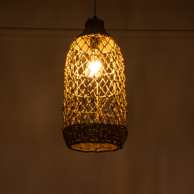 GLOBOSTAR® ECUADOR 02116 Boho Κρεμαστό Φωτιστικό Οροφής με Ντουί 1 x E27 AC 220-240V IP20 - Μπεζ - Μ23 x Π23 x Υ50cm