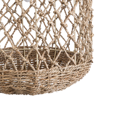 GLOBOSTAR® ECUADOR 02117 Boho Κρεμαστό Φωτιστικό Οροφής με Ντουί 1 x E27 AC 220-240V IP20 - Μπεζ - Μ28 x Π28 x Υ40cm