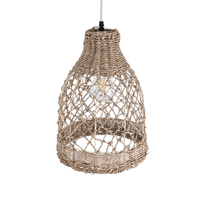 GLOBOSTAR® ECUADOR 02118 Boho Κρεμαστό Φωτιστικό Οροφής με Ντουί 1 x E27 AC 220-240V IP20 - Μπεζ - Μ25 x Π25 x Υ35cm