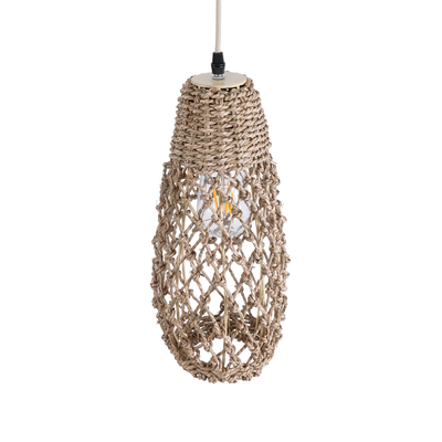 GLOBOSTAR® ECUADOR 02119 Boho Κρεμαστό Φωτιστικό Οροφής με Ντουί 1 x E27 AC 220-240V IP20 - Μπεζ - Μ15 x Π15 x Υ35cm