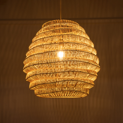 GLOBOSTAR® OREGON 02206 Boho Κρεμαστό Φωτιστικό Οροφής με Ντουί 1 x E27 AC 220-240V IP20 - Μπεζ - Μ60 x Π60 x Υ56cm