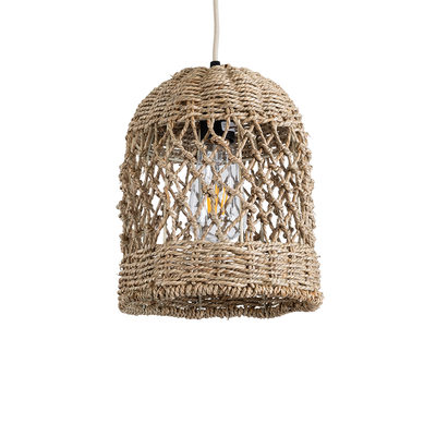 GLOBOSTAR® ECUADOR 02121 Boho Κρεμαστό Φωτιστικό Οροφής με Ντουί 1 x E27 AC 220-240V IP20 - Μπεζ - Μ20 x Π20 x Υ25cm