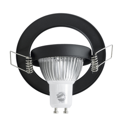 GLOBOSTAR® DELTA 77815 Χωνευτή Κινούμενη Βάση για Σποτ MR16 με Ντουί GU10/GU5.3 IP20 - Μαύρο Ματ - Μ9.2 x Π9.2 x Υ2.8cm / Q7.6cm