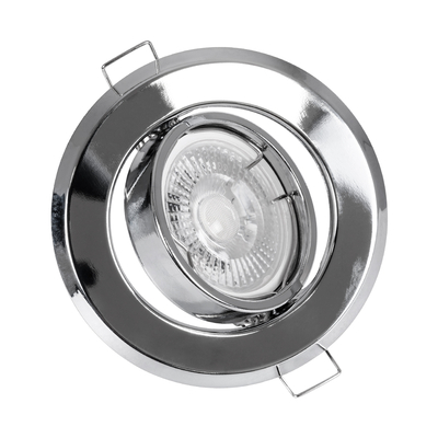 GLOBOSTAR® RAFY 77817 Χωνευτή Κινούμενη Βάση για Σποτ MR16 με Ντουί GU10/GU5.3 IP20 - Νίκελ Χρώμιο - Μ9.2 x Π9.2 x Υ3.1cm / Q7cm