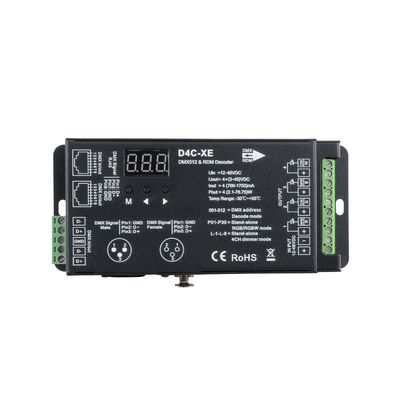 GLOBOSTAR® SKYDANCE-D4C-XE 73147 DC CC DMX Master Dimmer / Controller / Decoder Υψηλής Ταχύτητας με 4 x 700-1750mA 2.1-78.75W Κανάλια DC 12-48V σε DC 3-45V 7000mA 315W Max IP20 - DMX512 & RDM - Μ16.5 x Π7 x Υ3.7cm - 5 Χρόνια Εγγύηση