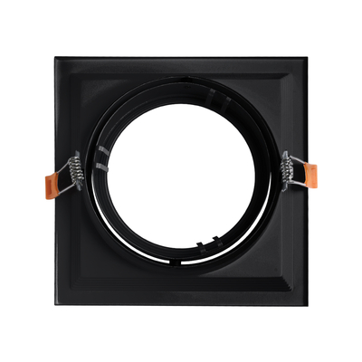 GLOBOSTAR® VITA 77853 Χωνευτή Κινούμενη Βάση για Σποτ AR111 για Ντουί GU10/GU5.3 IP20 - Μαύρο Ματ - Μ18 x Π18 x Υ4.5cm / Q17.5 x 17.5cm