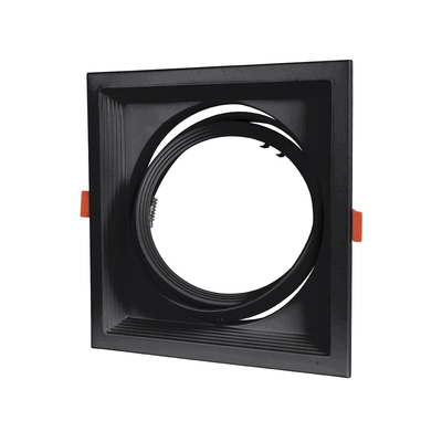 GLOBOSTAR® VITA 77853 Χωνευτή Κινούμενη Βάση για Σποτ AR111 για Ντουί GU10/GU5.3 IP20 - Μαύρο Ματ - Μ18 x Π18 x Υ4.5cm / Q17.5 x 17.5cm