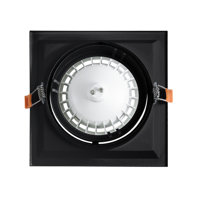 GLOBOSTAR® VITA 77853 Χωνευτή Κινούμενη Βάση για Σποτ AR111 για Ντουί GU10/GU5.3 IP20 - Μαύρο Ματ - Μ18 x Π18 x Υ4.5cm / Q17.5 x 17.5cm