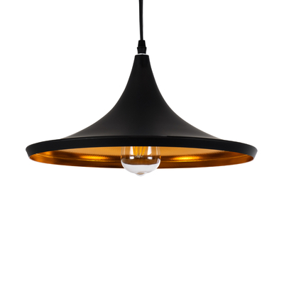 GLOBOSTAR® SHANGHAI 01025-B Μοντέρνο Κρεμαστό Φωτιστικό Οροφής με Ντουί 1 x E27 AC 220-240V IP20 - Μαύρο & Χρυσό - Μ37 x Π37 x Υ20cm