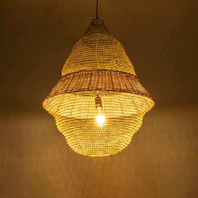 GLOBOSTAR® KENTUCKY 01911 Vintage Κρεμαστό Φωτιστικό Οροφής με Ντουί 1 x E27 AC 220-240V IP20 - Μπεζ - Μ60 x Π60 x Υ80cm