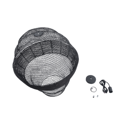 GLOBOSTAR® KENTUCKY 01912 Vintage Κρεμαστό Φωτιστικό Οροφής με Ντουί 1 x E27 AC 220-240V IP20 - Μαύρο - Μ60 x Π60 x Υ70cm