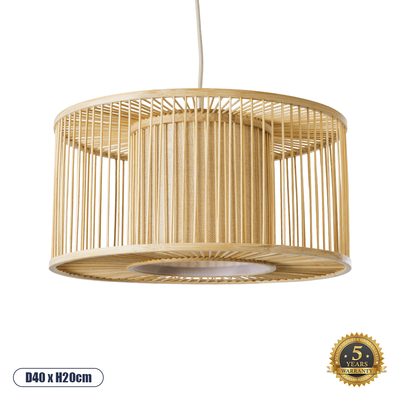 GLOBOSTAR® HIBISCUS 01935 Boho Κρεμαστό Φωτιστικό Οροφής με Ντουί 1 x E27 AC 220-240V IP20 - Μπεζ - Μ40 x Π40 x Υ20cm