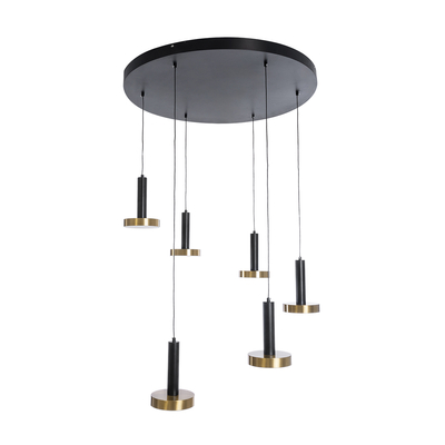 GLOBOSTAR® ZANE 60935 Μοντέρνο Κρεμαστό Φωτιστικό Οροφής LED 100W 11200lm 120° AC 220-240V IP20 Ρυθμιζόμενο Λευκό CCT με Χειριστήριο από 2700K έως 6000K Dimmable - Lumileds SMD Chip - Μαύρο Ματ & Χρυσό - Μ80 x Π80 x Υ20cm - 3 Χρόνια Εγγύηση