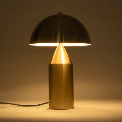 GloboStar® URANUS-S 61451 Μοντέρνο Επιτραπέζιο Φωτιστικό Πορτατίφ Δίφωτο 2 x E27 IP20 Χρυσό & Λευκό Μέταλλο - Μ25 x Π25 x Υ39cm