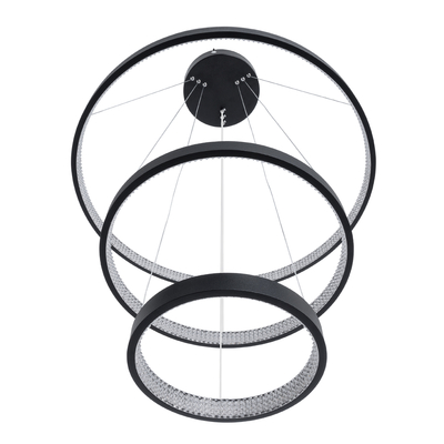 GLOBOSTAR® DIAMOND TRIO 61523 Μοντέρνο Κρεμαστό Φωτιστικό Οροφής LED 100W 11200lm 360° AC 220-240V IP20 Ρυθμιζόμενο Λευκό CCT με Χειριστήριο από 2700K έως 6000K Dimmable - Lumileds SMD Chip - Μαύρο Ματ - Μ90 x Π90 x Υ90cm - 3 Χρόνια Εγγύηση