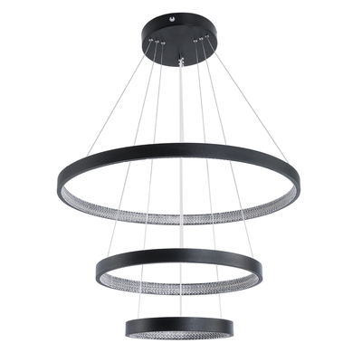 GLOBOSTAR® DIAMOND TRIO 61523-DECO Μοντέρνο Κρεμαστό Φωτιστικό Οροφής LED 100W 11200lm 360° AC 220-240V IP20 Ρυθμιζόμενο Λευκό CCT με Χειριστήριο από 2700K έως 6000K Dimmable - Lumileds SMD Chip - Μαύρο Ματ - Μ90 x Π90 x Υ90cm - 3 Χρόνια Εγγύηση