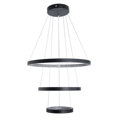 GLOBOSTAR® DIAMOND TRIO 61523-DECO Μοντέρνο Κρεμαστό Φωτιστικό Οροφής LED 100W 11200lm 360° AC 220-240V IP20 Ρυθμιζόμενο Λευκό CCT με Χειριστήριο από 2700K έως 6000K Dimmable - Lumileds SMD Chip - Μαύρο Ματ - Μ90 x Π90 x Υ90cm - 3 Χρόνια Εγγύηση