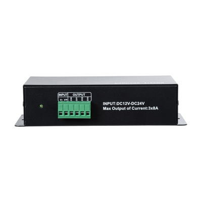 GLOBOSTAR® RGBCONTROLLER 73490 DC DMX Master Dimmer / Controller / Decoder Υψηλής Ταχύτητας με 3 x 8A 192W Κανάλια DC 12-24V 24A 576W Max IP20 - DMX512 & RDM - Μ16 x Π9 x Υ6cm - 2 Χρόνια Εγγύηση