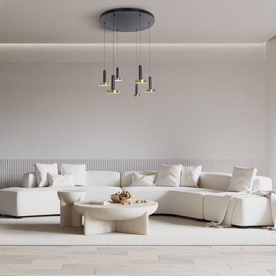 GLOBOSTAR® ZANE 60935 Μοντέρνο Κρεμαστό Φωτιστικό Οροφής LED 100W 11200lm 120° AC 220-240V IP20 Ρυθμιζόμενο Λευκό CCT με Χειριστήριο από 2700K έως 6000K Dimmable - Lumileds SMD Chip - Μαύρο Ματ & Χρυσό - Μ80 x Π80 x Υ20cm - 3 Χρόνια Εγγύηση