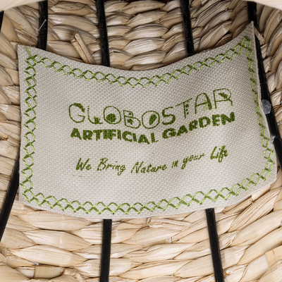 GloboStar® Artificial Garden PALERMO 21231 Διακοσμητικό Πλεκτό Καλάθι - Κασπώ Γλάστρα - Flower Pot Μπεζ με Μπορντό Φ38cm x Υ50cm