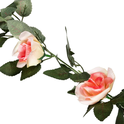 GloboStar® 09004 Τεχνητό Κρεμαστό Φυτό Διακοσμητική Γιρλάντα Μήκους 2 μέτρων με 16 X Μεγάλα Τριαντάφυλλα Ροζ