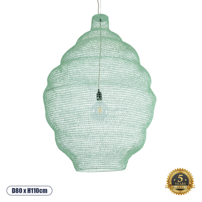 GLOBOSTAR® KENTUCKY 01903 Vintage Κρεμαστό Φωτιστικό Οροφής με Ντουί 1 x E27 AC 220-240V IP20 - Τιρκουάζ - Μ80 x Π80 x Y110cm