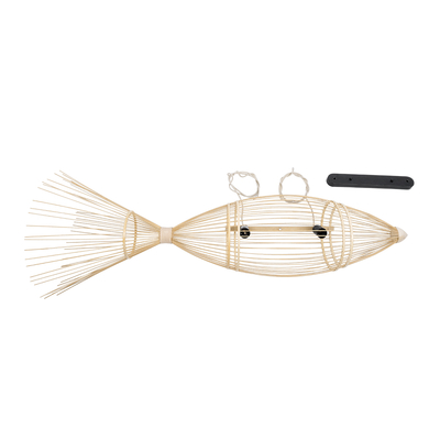 GLOBOSTAR® FISH 01927 Boho Κρεμαστό Φωτιστικό Οροφής με Ντουί 2 x E27 AC 220-240V IP20 - Μπεζ - Μ130 x Π42 x Υ42cm
