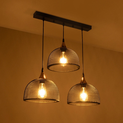 GLOBOSTAR® GLIND 201-0082 Vintage Κρεμαστό Φωτιστικό Οροφής με Ντουί 3 x E27 AC 220-240V IP20 - Μαύρο - Μ60 x Π25 x Υ50cm