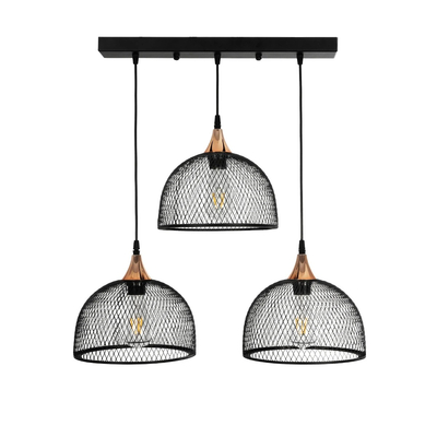 GLOBOSTAR® GLIND 201-0082 Vintage Κρεμαστό Φωτιστικό Οροφής με Ντουί 3 x E27 AC 220-240V IP20 - Μαύρο - Μ60 x Π25 x Υ50cm