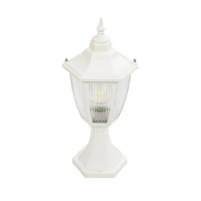 GloboStar® ENGLAND 202-0010 Vintage Επιδαπέδιο Φωτιστικό Φαναράκι Μονόφωτο 1 x E27 IP44 Λευκό & Διάφανο Πλαστικό - Μ20 x Π20 x Υ45cm