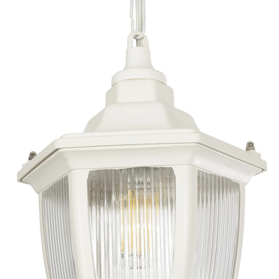 GLOBOSTAR® ENGLAND 202-0014 Vintage Κρεμαστό Φωτιστικό Οροφής με Ντουί 1 x E27 AC 220-240V IP44 - Λευκό - Μ20 x Π20 x Υ35cm