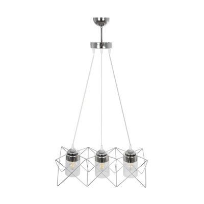 GLOBOSTAR® PLEX 202-0039 Μοντέρνο Κρεμαστό Φωτιστικό Οροφής με Ντουί 3 x E27 AC 220-240V IP20 - Ασημί & Διάφανο - Μ56 x Π17 x Υ24cm